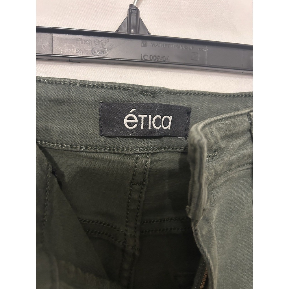 Ladies Pants by Etica Size 29 High Waist Olive Green Pockets - Picture 3 of 7